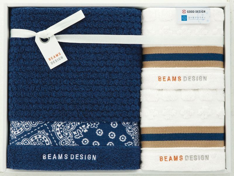 BEAMS ラインバンダナ バスタオル ネイビー - お風呂用品